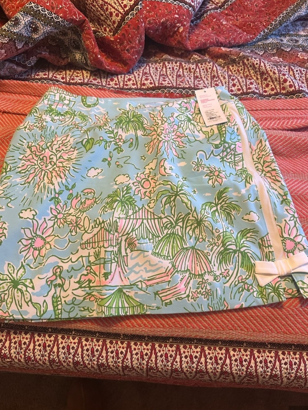 UPF 50+ Luxletic Monica Bow Skort - Fresh Water Blue Sunbathers Bliss Golf - Picture 3 of 4